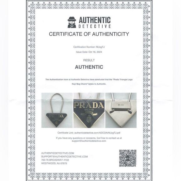 Prada Logo Design Enameled Metal Key Ring - Picture 5 of 5